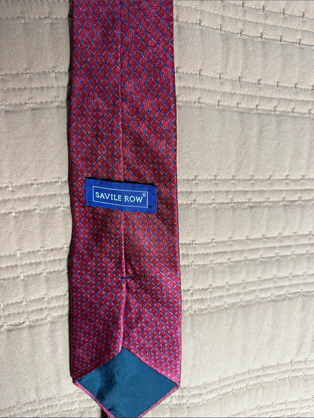 Savile Row Men's Burgundy Geometric Silk Tie